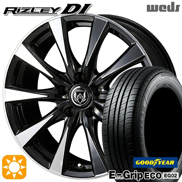 【取付対象】30/50プリウス カローラ 195/65R15 91H グッドイヤー エフィシェントグリップ EG02 Weds ライツレーDI ブラックポリッシュ 15インチ 6.0J 5H100 サマータイヤホイールセット ｜格安タイヤホイールジャストパーツ 51,570円