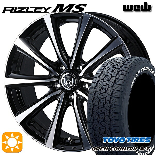 【取付対象】デリカD5 215/70R16 100T トーヨー オープンカントリーA/T3 ホワイトレター Weds ライツレーMS ブラックメタリックポリッシュ 16インチ 6.5J 5H114.3 サマータイヤホイールセット ｜格安タイヤホイールジャストパーツ