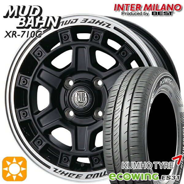【取付対象】155/65R14 75T クムホ エコウィング ES31 インターミラノ マッドバーン XR-710C MBK/RP 14インチ 5.0J 4H100 +45 サマータイヤホイールセット ｜格安タイヤホイールジャストパーツ