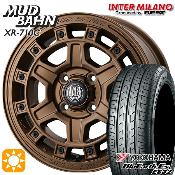 【取付対象】エブリィワゴン 165/60R14 75T ヨコハマ ブルーアース ES32 インターミラノ マッドバーン XR-710C BBR 14インチ 5.0J 4H100 +45 サマータイヤホイールセット ｜格安タイヤホイールジャストパーツ