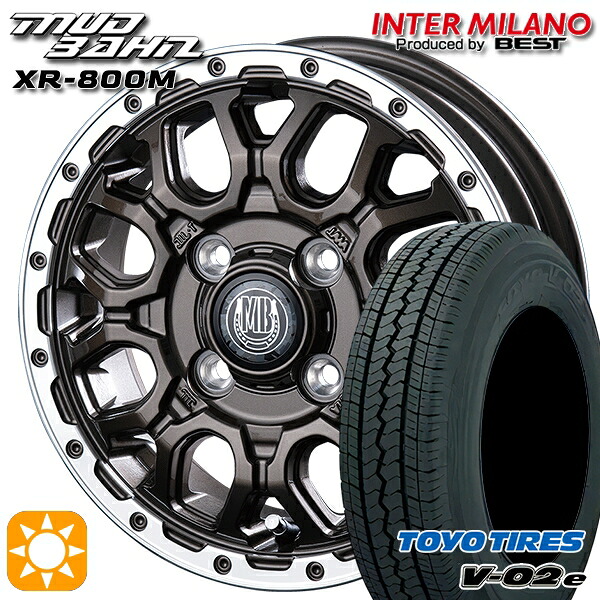 【取付対象】軽トラ 145/80R12 80/78N トーヨー V02E V-02E インターミラノ マッドバーン XR-800M GBR/RP 12インチ 4.0J 4H100 サマータイヤホイールセット
