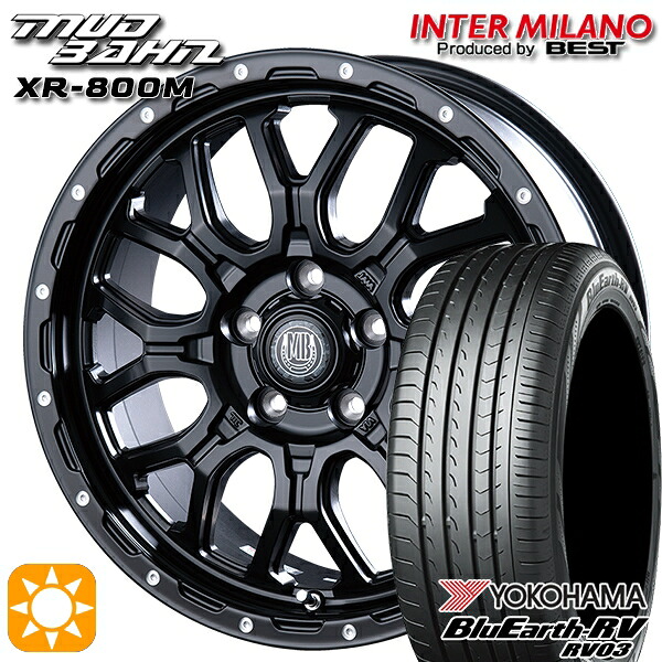 【取付対象】225/65R17 102H ヨコハマ ブルーアース RV03 インターミラノ マッドバーン XR-800M MBK/PP 17インチ 7.0J 5H114.3 サマータイヤホイールセット ｜格安タイヤホイールジャストパーツ
