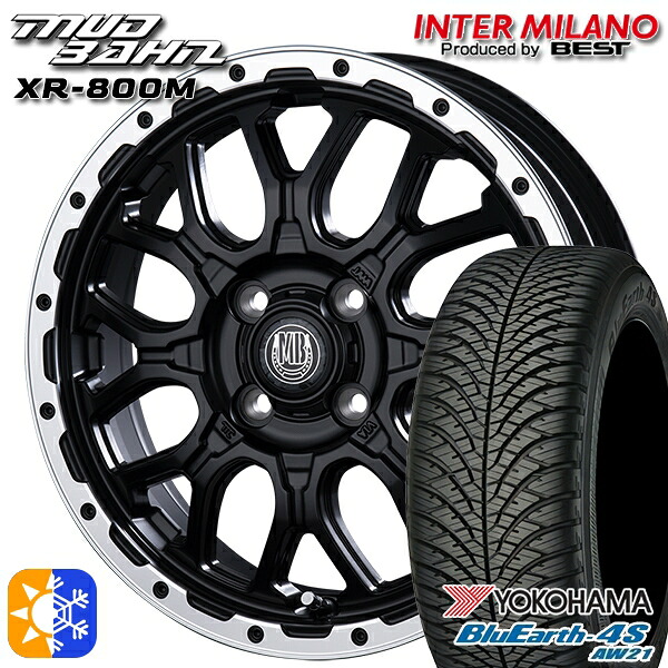 ライズ ロッキー 215/70R16 100/97R RWL ヨコハマ ブルーアース 4S AW21 インターミラノ マッドバーン XR-800M MBK/RP 16インチ 6.5J 4H100 オールシーズンタイヤホイールセット