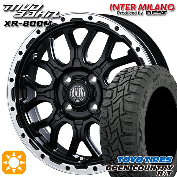 【取付対象】155/65R14 75Q トーヨー オープンカントリー R/T インターミラノ マッドバーン XR-800M MBK/RP 14インチ 4.5J 4H100 サマータイヤホイールセット