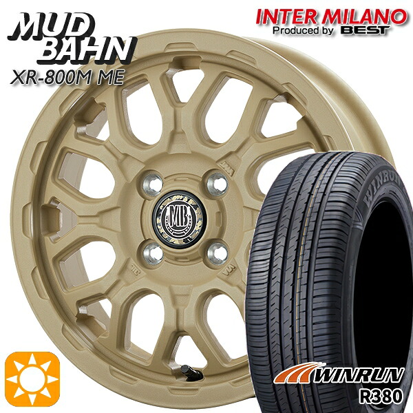 【取付対象】エブリィワゴン 165/60R14 75H ウィンラン R380 インターミラノ マッドバーン XR-800M ME チッピングベージュ（CBE）14インチ 4.5J 4H100 +45 サマータイヤホイールセット ｜格安タイヤホイールジャストパーツ
