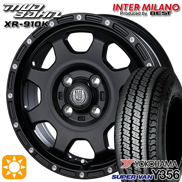 【取付対象】軽トラ 145/80R12 80/78N ヨコハマ スーパーバン Y356 インターミラノ マッドバーン XR-910K MBK/PP 12インチ 4.0J 4H100 サマータイヤホイールセット |格安タイヤホイールジャストパーツ