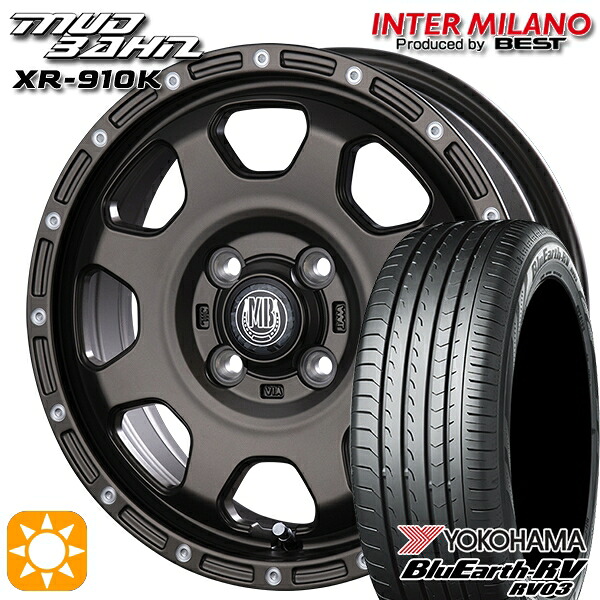 【取付対象】ウェイク 165/55R15 75V ヨコハマ ブルーアース RV03 インターミラノ マッドバーン XR-910K MBR/PP 15インチ 4.5J 4H100 サマータイヤホイールセット |格安タイヤホイールジャストパーツ