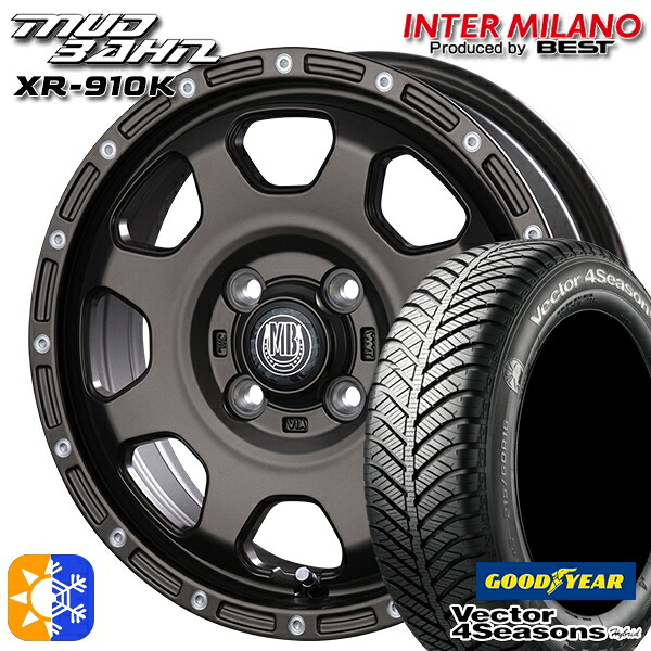 165/55R14 72H グッドイヤー ベクター フォーシーズンズ インターミラノ マッドバーン XR-910K MBR/PP 14インチ 4.5J 4H100 オールシーズンタイヤホイールセット ｜格安タイヤホイールジャストパーツ