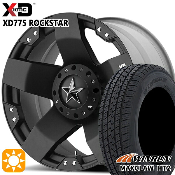 【取付対象】225/65R17 102H ウィンラン マックスクロウ HT2 KMC XD775 ROCKSTAR 17インチ 8.0J 5H114.3 マットブラック サマータイヤホイールセット