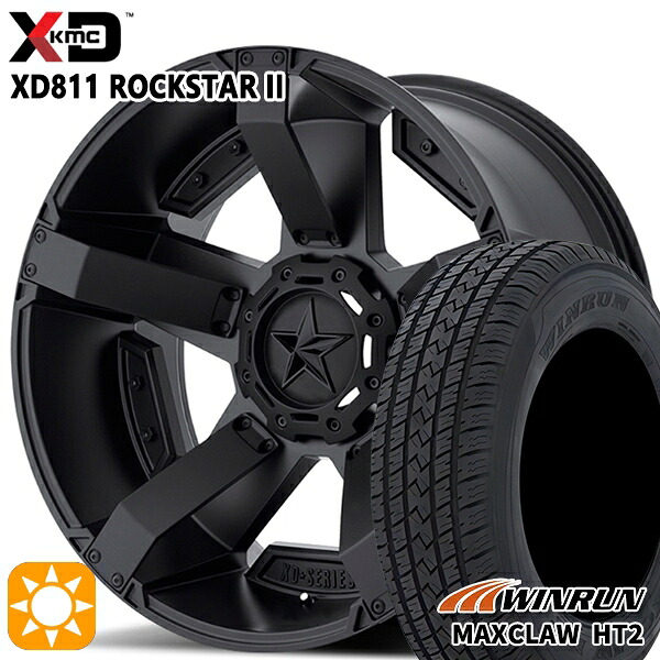 【取付対象】265/65R17 112T ウィンラン マックスクロウ H/T2 KMC XD811 ROCKSTAR II 17インチ 8.0J 6H139.7 MATTEBLACK(w/Matte BK Accents) サマータイヤホイールセット