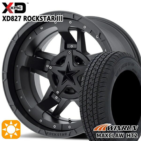 【取付対象】225/65R17 102H ウィンラン マックスクロウ HT2 KMC XD827 ROCKSTAR III 17インチ 8.0J 5H114.3 MATTE BLACK(w/Black Accents) サマータイヤホイールセット