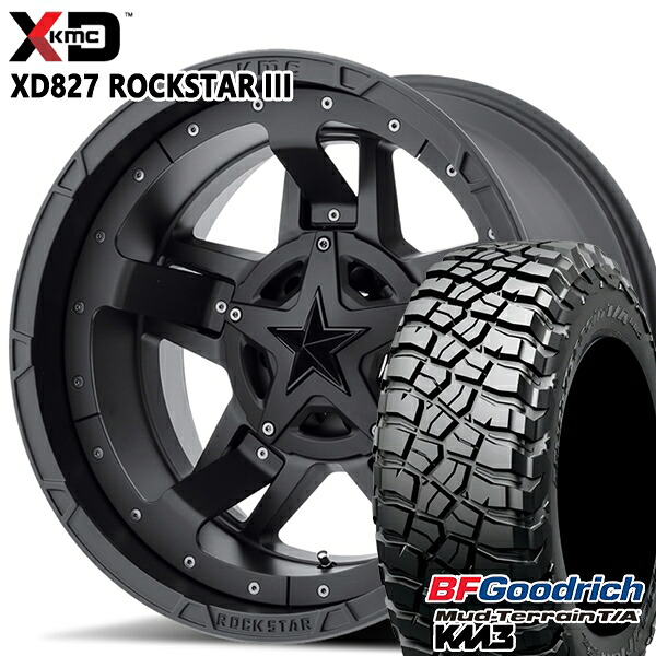 【取付対象】245/75R17 121/118Q RBL BFグッドリッチ マッドテレーン T/A KM3 KMC XD827 ROCKSTAR III 17インチ 8.0J 5H127 MATTE BLACK(w/Black Accents) サマータイヤホイールセット