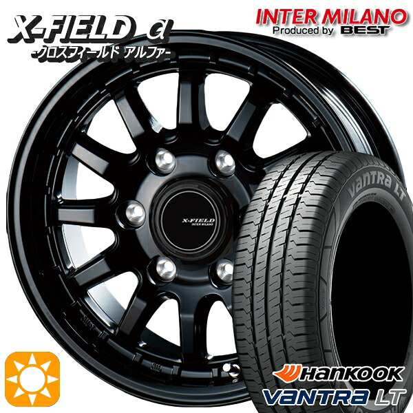 【取付対象】キャラバン専用 195/80R15 107/105R ハンコック バントラLT RA18 インターミラノ クロスフィールドアルファ ブラック 15インチ 6.0J 6H139.7 +43 サマータイヤホイールセット ｜格安タイヤホイールジャストパーツ