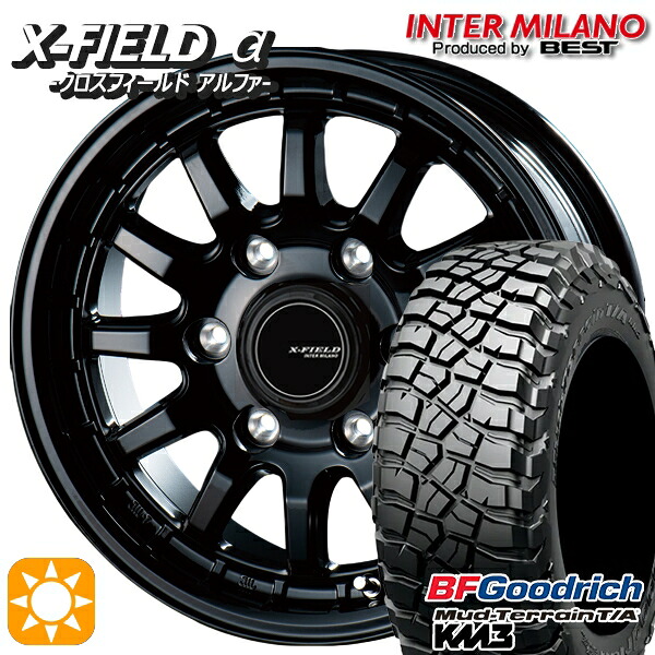 【取付対象】プラド ハイラックス 265/65R17 120/117Q RBL BFグッドリッチ マッドテレーン T/A KM3 インターミラノ クロスフィールドアルファ ブラック 17インチ 7.5J 6H139.7 +25 サマータイヤホイールセット |格安タイヤホイールジャストパーツ