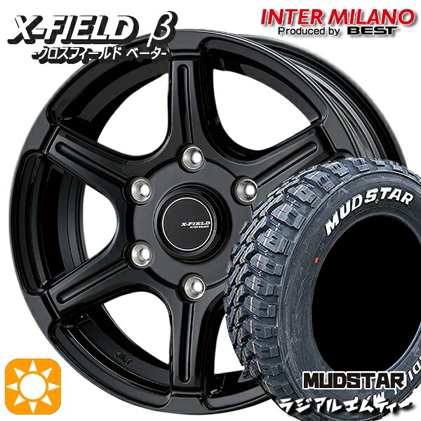 【取付対象】キャラバン専用 195/80R15 107/105N マッドスター ラジアル M/T ホワイトレター インターミラノ クロスフィールドベータ ブラック 15インチ 6.0J 6H139.7 +43 サマータイヤホイールセット |格安タイヤホイールジャストパーツ