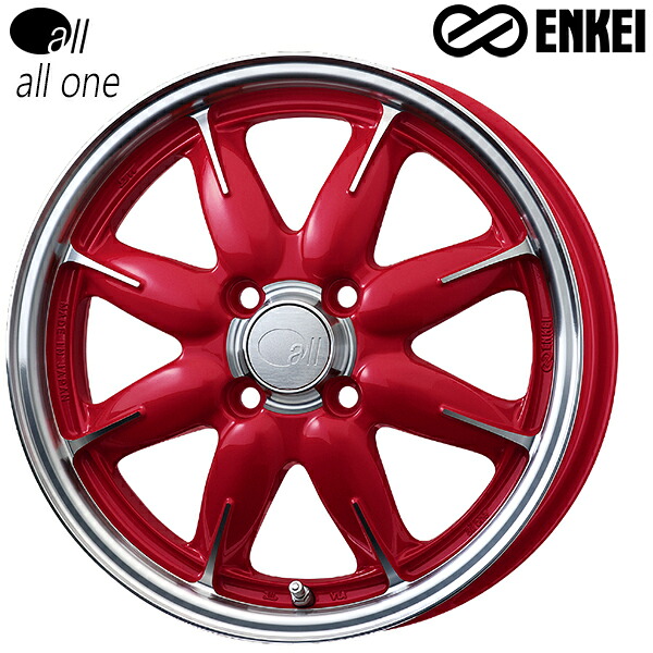 14インチ 5.0J 4H100 +45 ENKEI エンケイ オールワン all one マシニングキャンディレッド アルミホイール単品 1本 4本以上送料無料