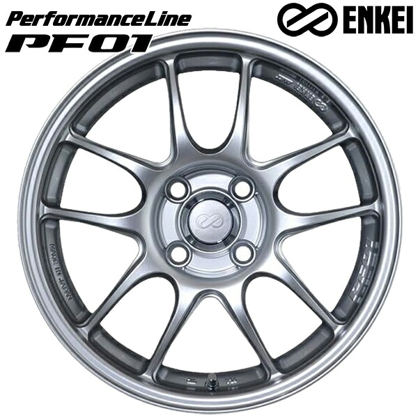 15インチ 7.0J 4H100 +35 ENKEI エンケイ パフォーマンスライン PF01 スパークルシルバー アルミホイール単品 4本（1台分）送料無料