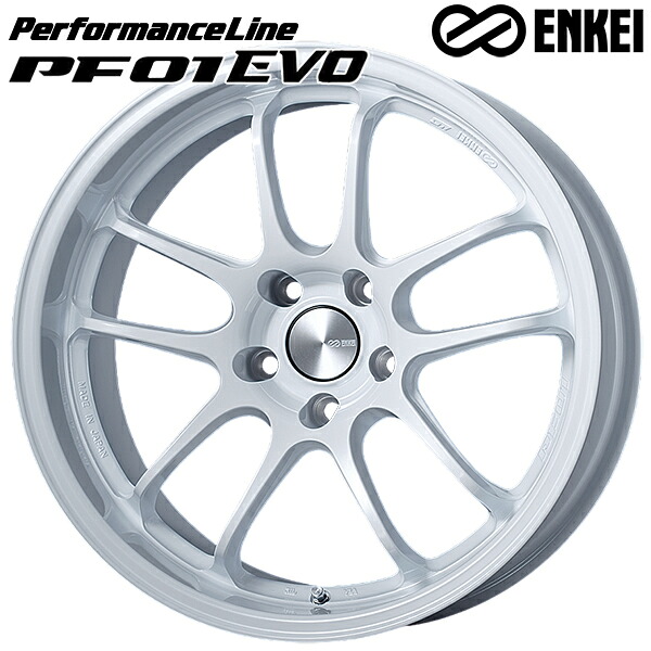 17インチ 9.5J 5H114.3 +35 ENKEI エンケイ パフォーマンスライン PF01 EVO パールホワイト アルミホイール単品 4本(1台分)送料無料 |格安タイヤホイールジャストパーツ