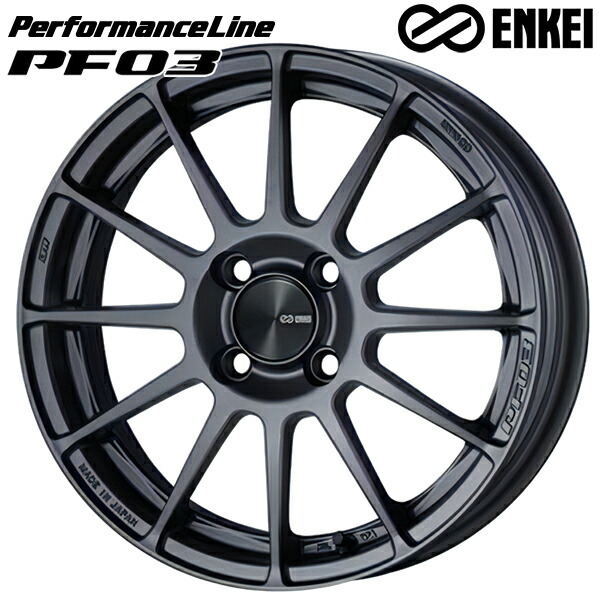 16インチ 6.5J 4H100 +38 ENKEI エンケイ パフォーマンスライン PF03 マットダークガンメタ アルミホイール単品 4本（1台分）送料無料