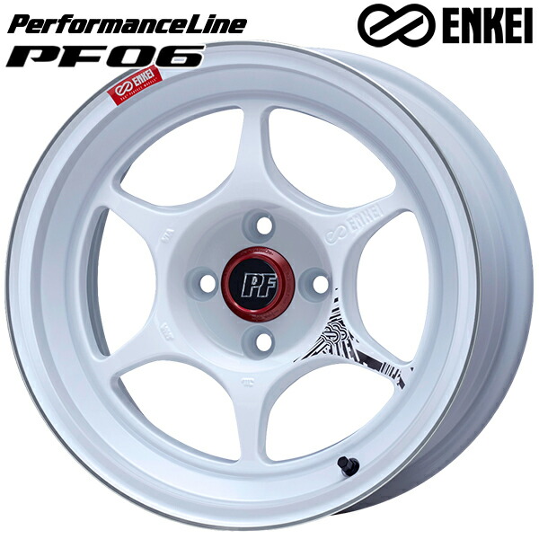 16インチ 8.5J 4H100 +28 ENKEI エンケイ パフォーマンスライン PF06 マシニングホワイト アルミホイール単品 4本（1台分）送料無料