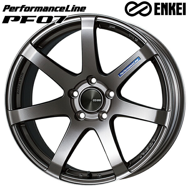 19インチ 8.0J 5H100 +45 ENKEI エンケイ パフォーマンスライン PF07 ダークシルバー アルミホイール単品 4本（1台分）送料無料