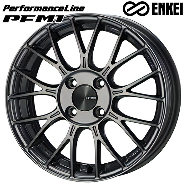 15インチ 5.5J 4H100 +45 ENKEI エンケイ パフォーマンスライン PFM1 ダークシルバー アルミホイール単品 1本 4本以上送料無料