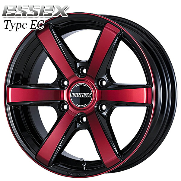 17インチ 6.5J 6H139.7 +38 ESSEX エセックス タイプ EC レッドクリア アルミホイール単品 4本（1台分）送料無料
