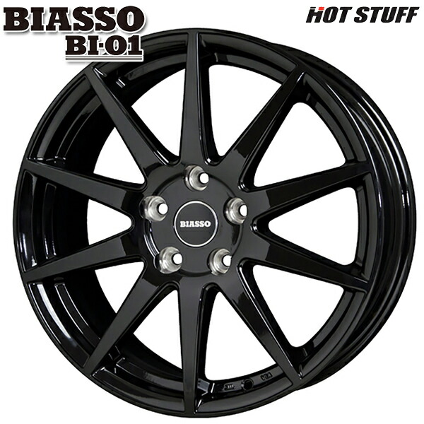 16インチ 6.5J 5H112 43HotStuff ホットスタッフ ビアッソ BI-01グロスブラックアルミホイール単品 1本 4本以上送料無料