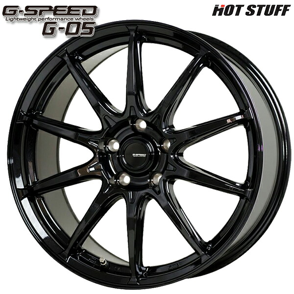 18インチ 7.0J 5H114.3 +55 HotStuff ホットスタッフ ジースピード G-05 メタリックブラック アルミホイール単品 4本（1台分）送料無料
