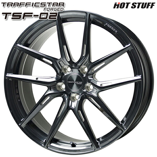 20インチ 9.5J 5H114.3 +38 HotStuff ホットスタッフ トラフィックスター フォージド TSF-02 ブラッシュド/ブラッククリア アルミホイール単品 4本(1台分)送料無料 |格安タイヤホイールジャストパーツ