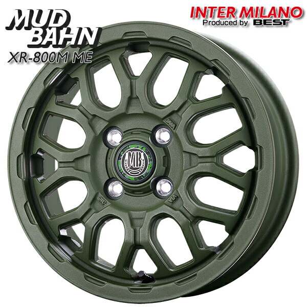 インターミラノ マッドバーン XR-800M ME サイズ:14インチ 4.5J HOLE/PCD:4H 100 インセット:45 カラー:チッピンググリーン(CGR) アルミホイール単品 4本(1台分)送料無料 ※※個人宅への配送不可※※ |格安タイヤホイールジャストパーツ