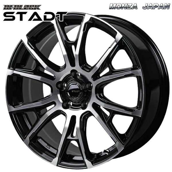 19インチ 8.0J 5H114.3 +35 MONZA モンツァ ハイブロック シュタッド ブラック/ポリッシュ アルミホイール単品 4本(1台分)送料無料 |格安タイヤホイールジャストパーツ