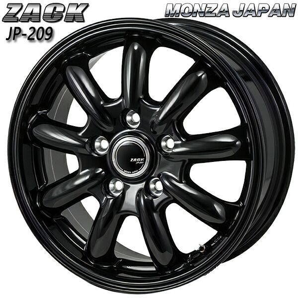 16インチ 6.5J 5H114.3 +48 MONZA モンツァ ザック JP209 グロスブラック アルミホイール単品 4本（1台分） 送料無料 ｜格安タイヤホイールジャストパーツ