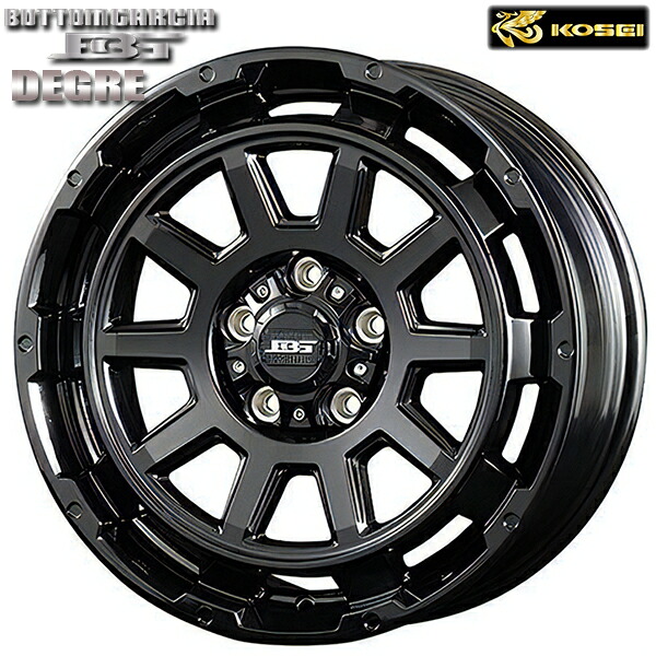 16インチ 6.5J 5H114.3 +38 KOSEI コーセイ ボトムガルシア ディグレ グロッシーブラック アルミホイール単品 1本 4本以上送料無料
