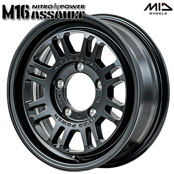 16インチ 5.5J 5H139.7 +20 MID ナイトロパワー M16 アサルト セミグロスブラック アルミホイール単品 4本(1台分)送料無料 |格安タイヤホイールジャストパーツ