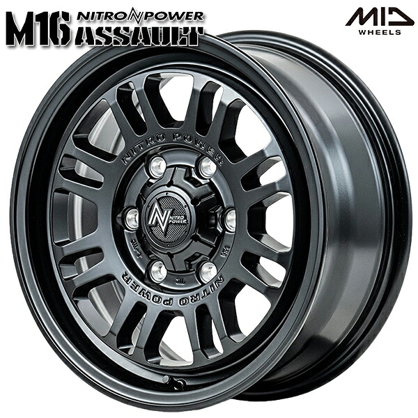 15インチ 6.0J 6H139.7 +33 MID ナイトロパワー M16 アサルト セミグロスブラック アルミホイール単品 4本(1台分)送料無料 |格安タイヤホイールジャストパーツ