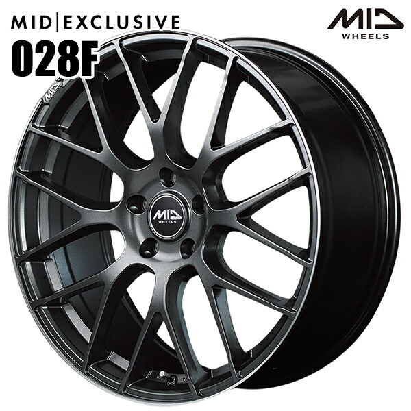 18インチ 7.0J 5H114.3 +48 MID EXCLUSIVE 028F セミグロスガンメタ＋リムエッジDC＋ロゴマシニング アルミホイール単品 1本 4本以上送料無料