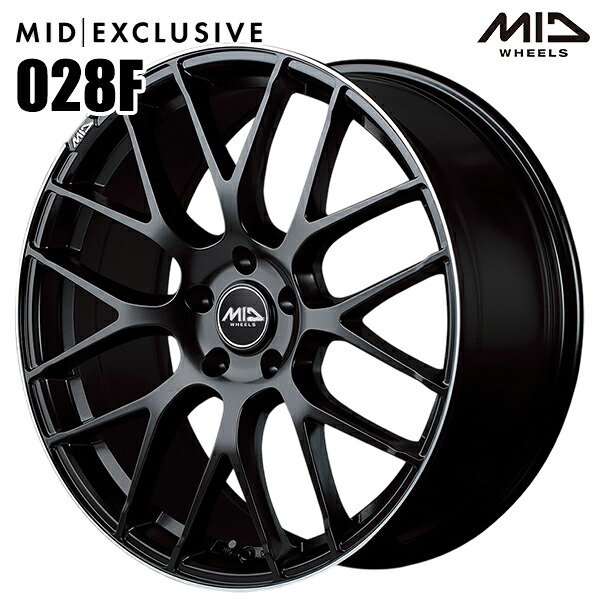 18インチ 7.0J 5H114.3 +48 MID EXCLUSIVE 028F セミグロスブラック+リムエッジDC+ロゴマシニング アルミホイール単品 1本 4本以上送料無料