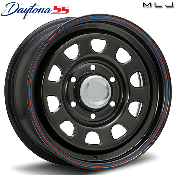 16インチ 7.0J 6H139.7 +38 MLJ デイトナSS ブラック(レッド/ブルーライン) スチールホイール単品 4本(1台分) 送料無料 |格安タイヤホイールジャストパーツ