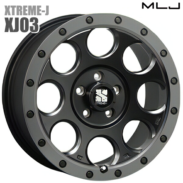 MLJ エクストリームJ XJ03 サイズ：17インチ 7.5J HOLE/PCD：5H 114.3 インセット：42 カラー：フラットブラック/スモークフランジ アルミホイール単品 4本（1台分）送料無料