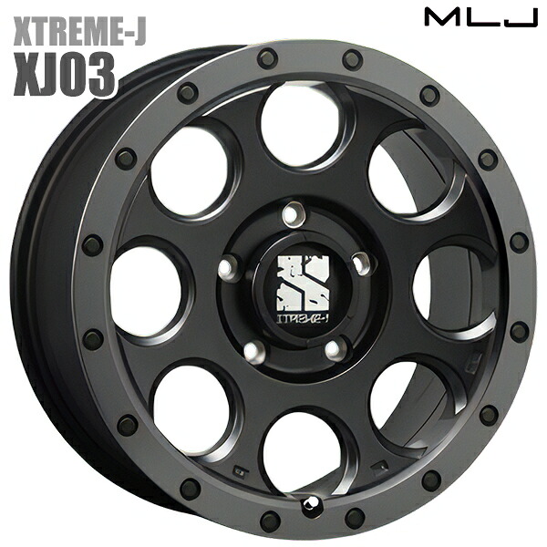 MLJ エクストリームJ XJ03 サイズ：18インチ 8.0J HOLE/PCD：5H 150 インセット：50 カラー：フラットブラック/スモークフランジ アルミホイール単品 4本（1台分）送料無料