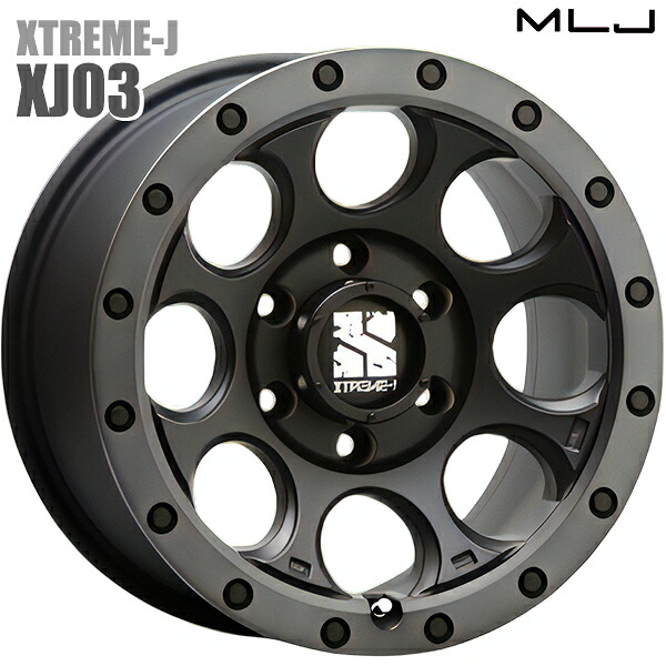 MLJ エクストリームJ XJ03 サイズ：17インチ 8.0J HOLE/PCD：6H 139.7 インセット：20 カラー：フラットブラック/スモークフランジ アルミホイール単品 4本（1台分）送料無料