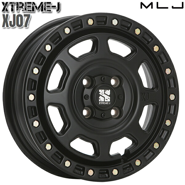 MLJ エクストリームJ XJ07 サイズ:14インチ 4.5J HOLE/PCD:4H 100 インセット:43 カラー:サテンブラック アルミホイール単品 4本(1台分)送料無料 |格安タイヤホイールジャストパーツ