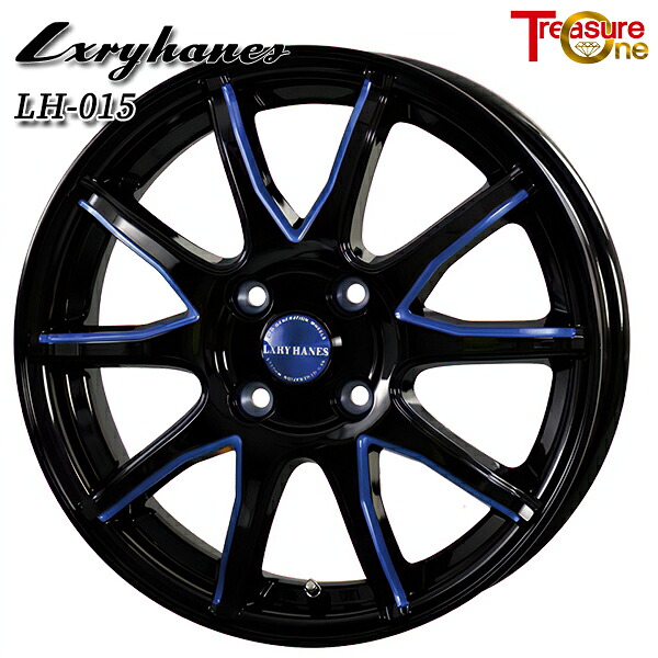 17インチ 7.0J 4H100 +45 トレジャーワン ラグジーヘインズ LH015 ブラック/ブルーマシニング アルミホイール単品 4本(1台分)送料無料 |格安タイヤホイールジャストパーツ