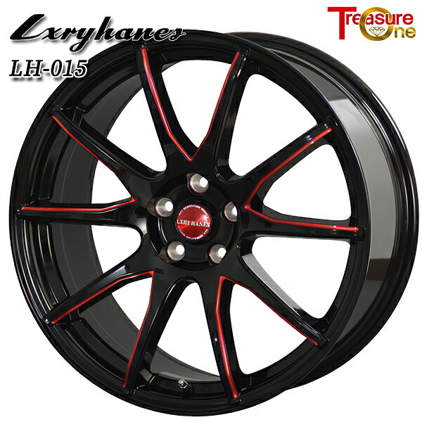 18インチ 8.0J 5H100 +45 トレジャーワン ラグジーヘインズ LH015 ブラック/レッドマシニング アルミホイール単品 1本 4本以上送料無料 ｜格安タイヤホイールジャストパーツ