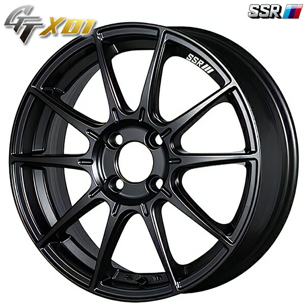 15インチ 5.0J 4H100 +45 SSR GTX01 フラットブラック アルミホイール単品 4本（1台分）送料無料
