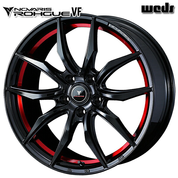 17インチ 7.0J 5H114.3 +42 WEDS ノヴァリス ローグVF ピアノブラック/レッドライン アルミホイール単品 4本（1台分） 送料無料 ｜格安タイヤホイールジャストパーツ
