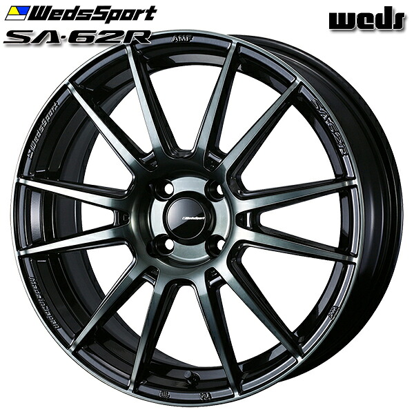 16インチ 5.0J 4H100 +45 Weds ウェッズスポーツ SA62R WBC（ウォースブラッククリアー） アルミホイール単品 1本 4本以上送料無料 ｜格安タイヤホイールジャストパーツ