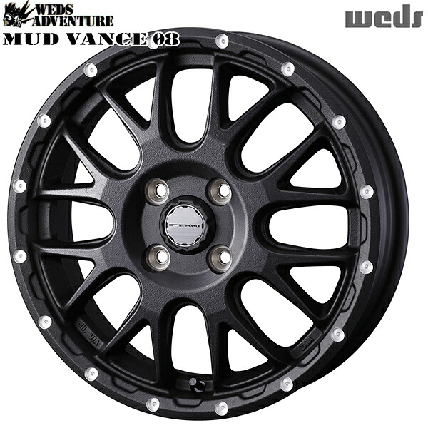 15インチ 4.5J 4H100 +45 Weds ウェッズ マッドヴァンス08 フリントブラック アルミホイール単品 4本（1台分）送料無料