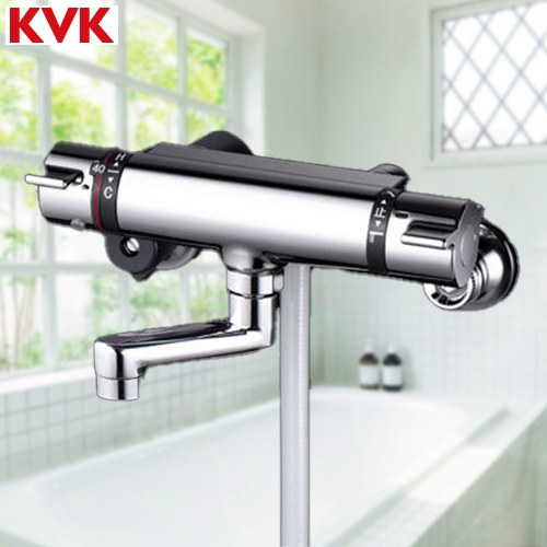 [KF800TN] KVK 浴室水栓 シャワー水栓 サーモスタットシャワー金具（壁付きタイプ） 80mmパイプ付 洗い場専用水栓 逆止弁 蛇口 【送料無料】 壁付タイプ おしゃれ